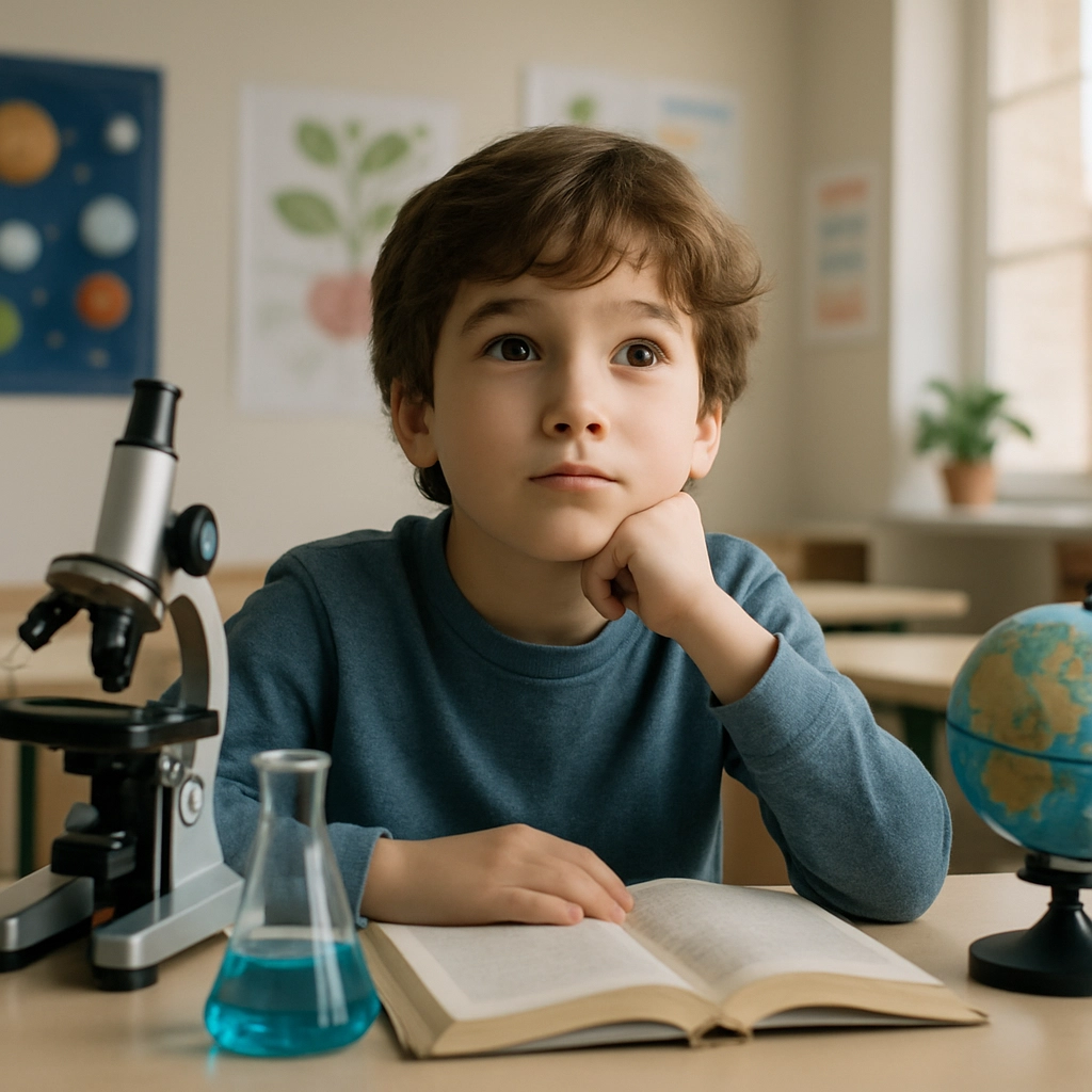 A realistic image of a 10-year-old boy with messy hair, wearing a worn-out jacket, walking through a medieval town square with cobblestone streets, a large elephant walking beside him, and townspeople staring in awe, generated without any text, letters, or words