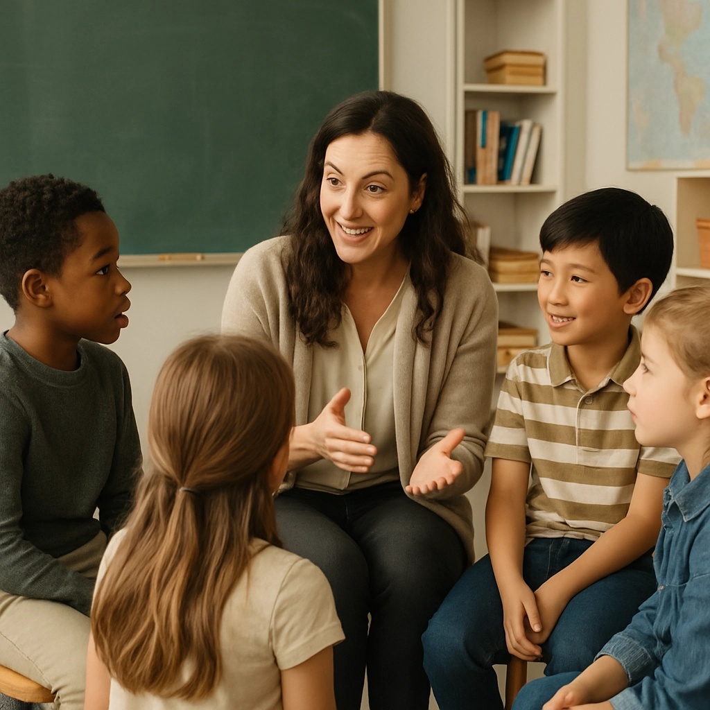 A visual representation of a teacher displaying empathy and patience while working with a student who is struggling w...